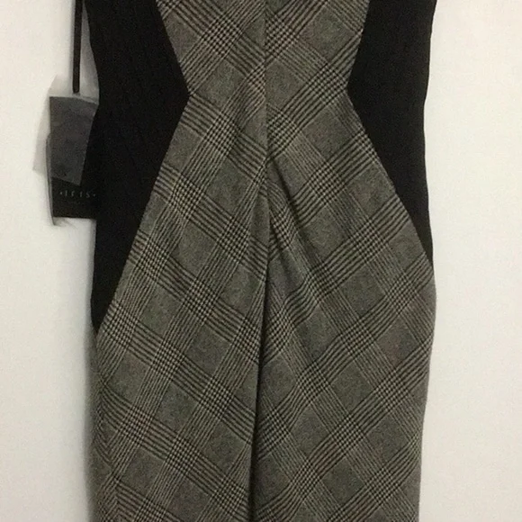 NWT Iris Setlawke Plaid & Leather Wiggle Dress 4 -  www.rajagirimanappuram.com